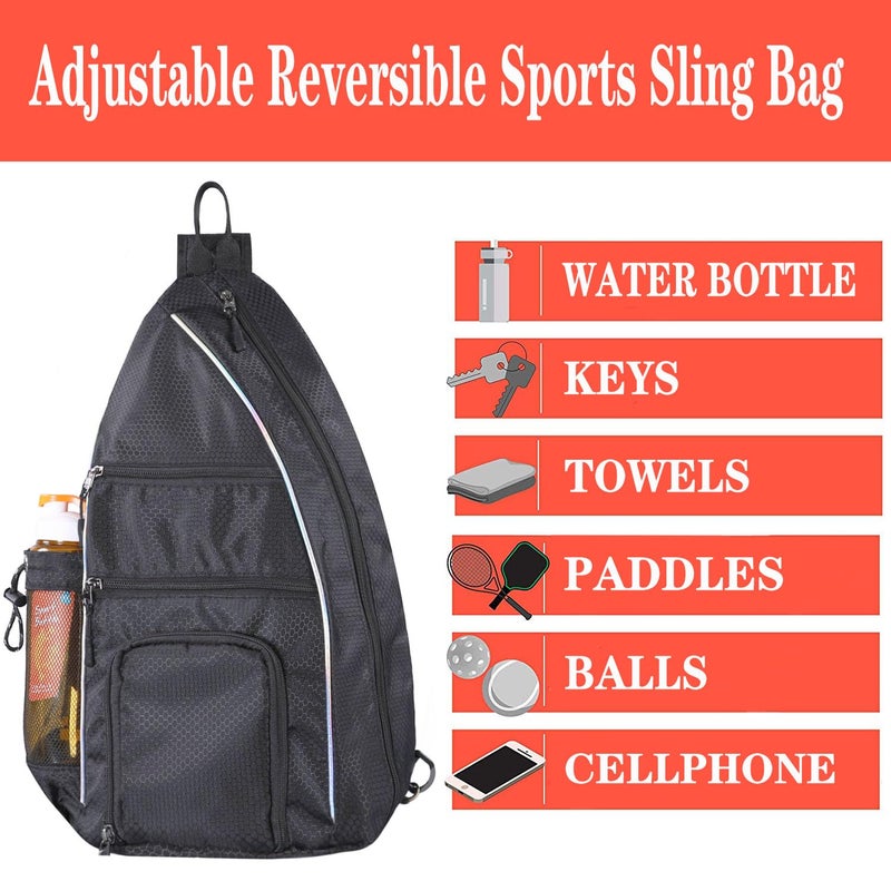 LLYWCM Pickleball Bag - Pickleball Backpack for Women & Men - Travel Paddle Case, Sling Bag (Black) - Image 4